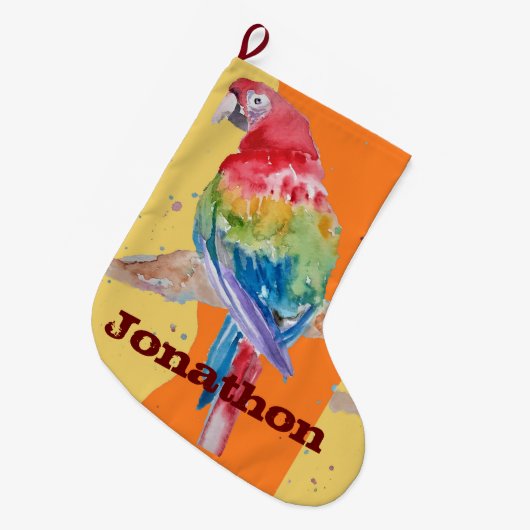 Macaws Macaw Parrot Boys Name Weihnachtsmann Strum Großer Weihnachtsstrumpf (Vorderansicht (hängend))