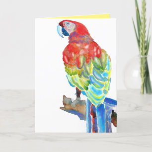 Macaws Red Green Blue Parrot Wasserfarbkarte Karte
