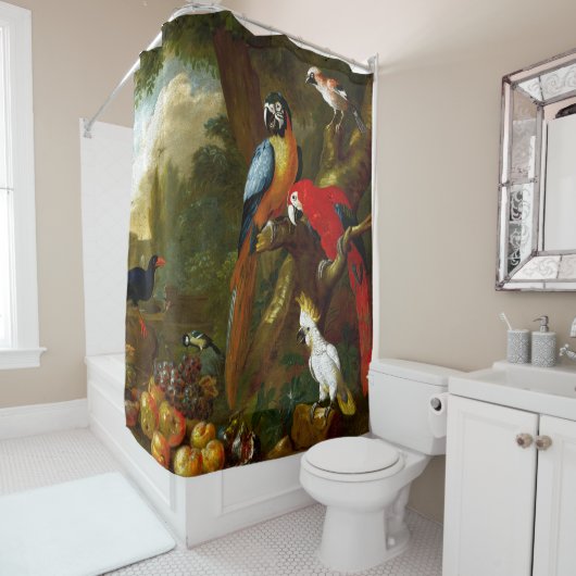 Macawscockatoos-Papageien-Vogel-Duschvorhang Duschvorhang (Beispiel)