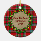 MacBain Clan Abzeichen & Tartan Personalisierte We Keramik Ornament (Hinten)