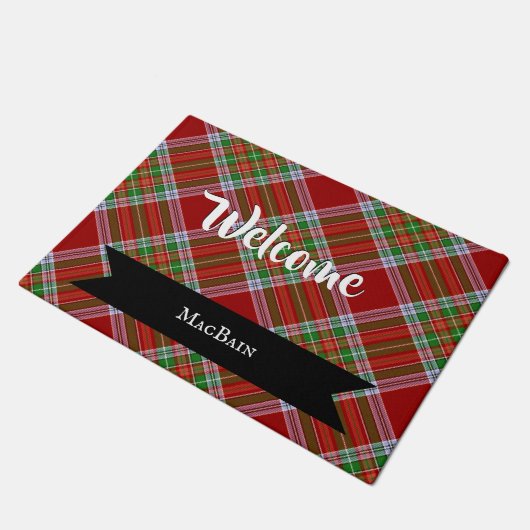 MacBain Scottish Tartan Kariert Pattern Hallo Fußmatte (Schrägansicht)