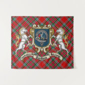 MacBean Clan Abzeichen & Unicorns mit Tartan Wandteppich (Vorderseite (Horizontal))