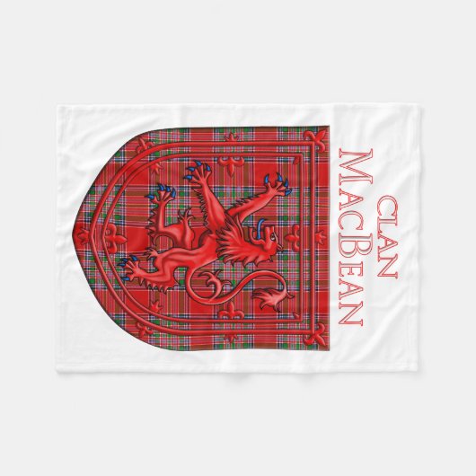 MacBean Tartan Scottish Kariert Lion Rampant Fleecedecke (Vorderseite (Horizontal))