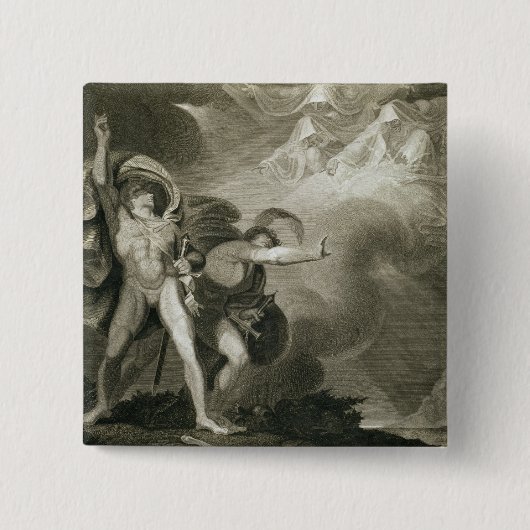 Macbeth, Banquo und die drei Hexen auf dem Heide Button (Vorderseite)