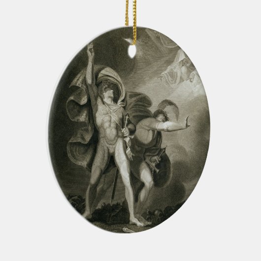Macbeth, Banquo und die drei Hexen auf dem Heide Keramik Ornament (Rechts)