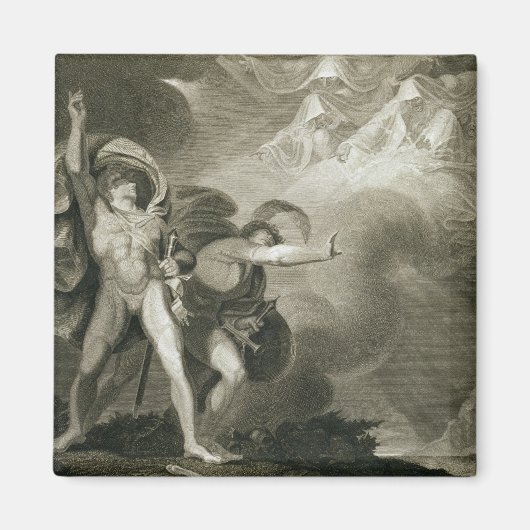 Macbeth, Banquo und die drei Hexen auf der Erde Magnet (Vorne)