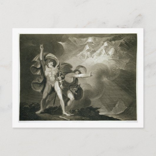 Macbeth, Banquo und die drei Hexen auf der Erde Postkarte (Vorderseite)