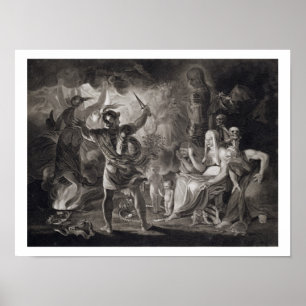 Macbeth, die drei Hexen und Hecate in Akt IV, S Poster