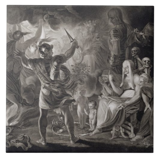 Macbeth, die drei Hexen und Hecate in Tat IV, S Fliese (Vorderseite)