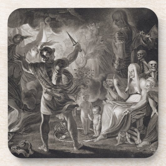 Macbeth, die drei Hexen und Hecate in Tat IV, S Untersetzer (Vorderseite)