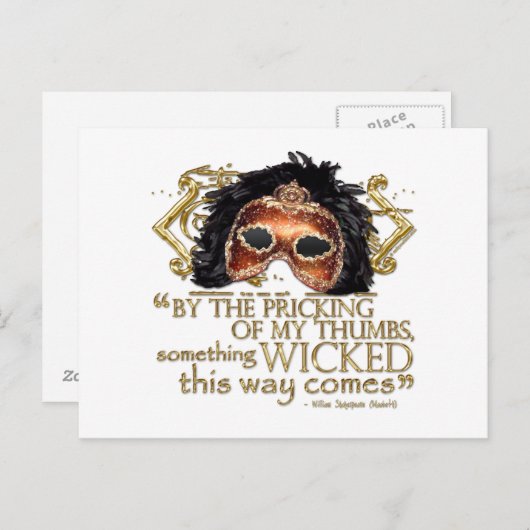 Macbeth "etwas böses" Zitat (Goldversion) Postkarte (Vorne/Hinten)