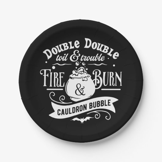 Macbeth Hexen Rechtschreibtypografie Halloween Pappteller (Vorderseite)