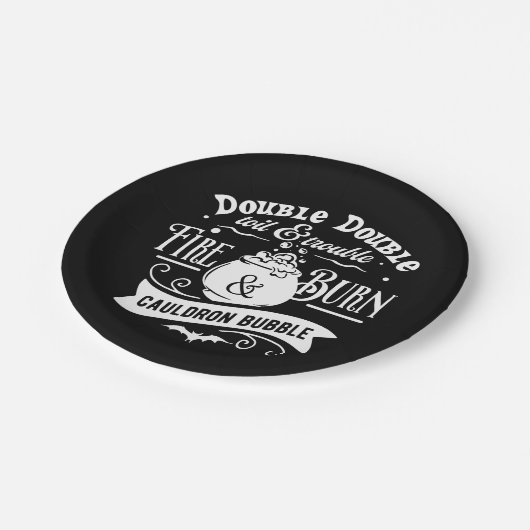 Macbeth Hexen Rechtschreibtypografie Halloween Pappteller (Schrägansicht)