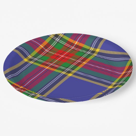 MacBeth Tartan Kariertes schottisches Muster Pappteller (Schrägansicht)