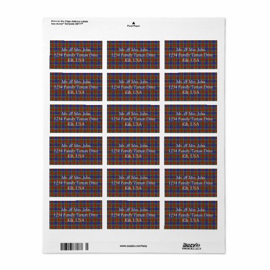 MacBeth Tartan Label Adressaufkleber (Vorne)