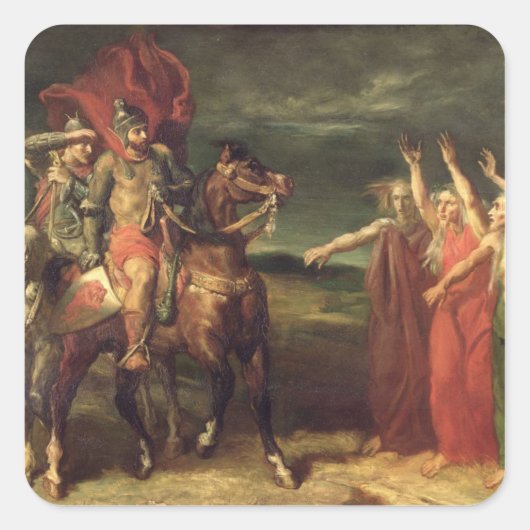 Macbeth und die drei Hexen, 1855 Quadratischer Aufkleber (Vorderseite)