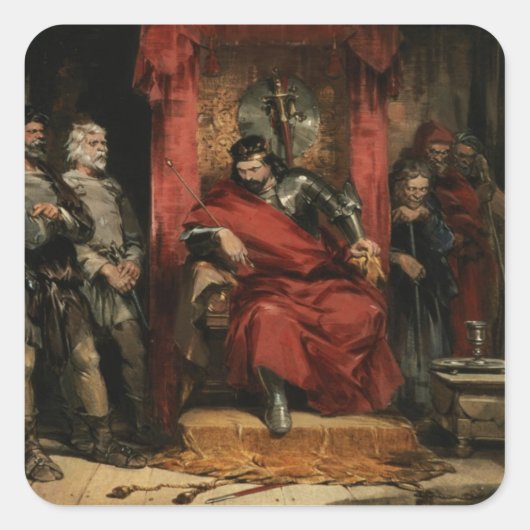 Macbeth weist den Mörder zu Quadratischer Aufkleber (Vorderseite)