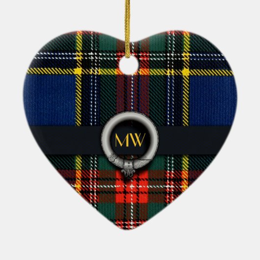 MacbethTartan-Monogramm Keramik Ornament (Hinten)