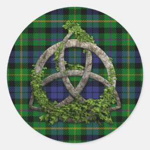 MacBride Tartan und keltische Trinity Knoten Runder Aufkleber