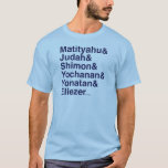 Maccabee Namen T-Shirt<br><div class="desc">Die Namen der Maccabee Brüder,  Helder der Chanukka-Geschichte,  in einer mutigen,  angesagten Art.</div>