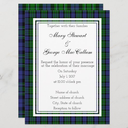 MacCallum Scottish Wedding Einladung (Vorne/Hinten)