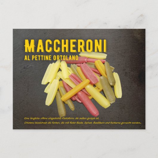 Maccheroni al pettine Italienisches Rezept Postkarte (Vorderseite)