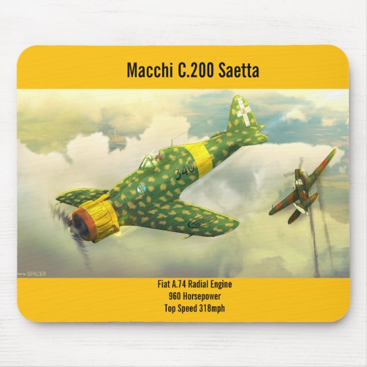 Macchi C.200 Saetta-Flugzeugmauspad Mousepad (Vorne)