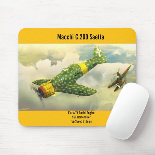 Macchi C.200 Saetta Flugzeugmousepad Mousepad (Mit Mouse)
