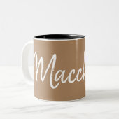 Macchiato coffee liebt Typografie Zweifarbige Tasse (Vorderseite Links)