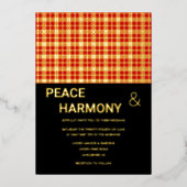 MacClan Tartan Red Black Gold Muster Hochzeit Folieneinladung (Vorderseite)