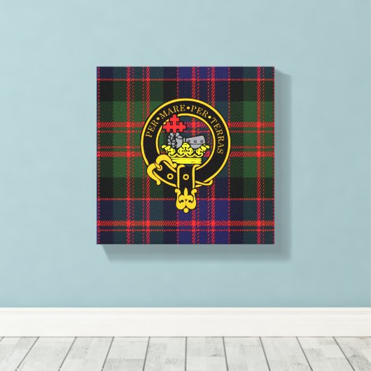 Macdonald Scottish Wappen und Tartan Canvas print Leinwanddruck (Insitu (Holzboden))