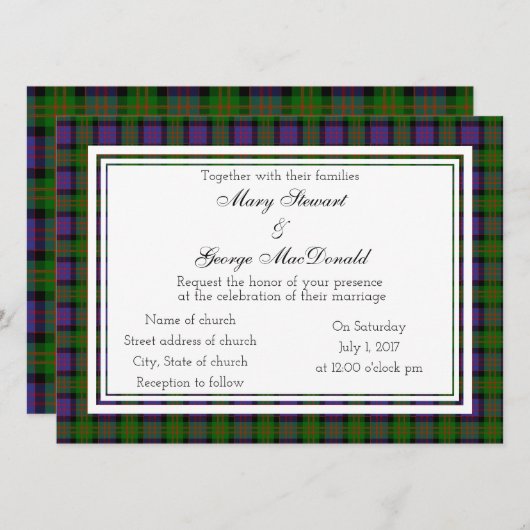 MacDonald Scottish Wedding Einladung (Vorne/Hinten)