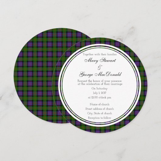 MacDonald Scottish Wedding Round Einladung (Vorne/Hinten)