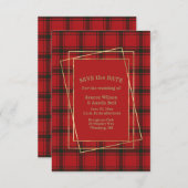 MacDonald Sleet Moderner Tartan mit Goldrahmen Save The Date (Vorne/Hinten)