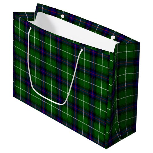 MacDonald Tartan grün kariert Große Geschenktüte (Vorderseite Schrägansicht)