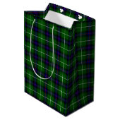 MacDonald Tartan grün kariert Mittlere Geschenktüte (Rückseite Schrägansicht)
