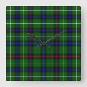 MacDonald Tartan grün kariert Quadratische Wanduhr