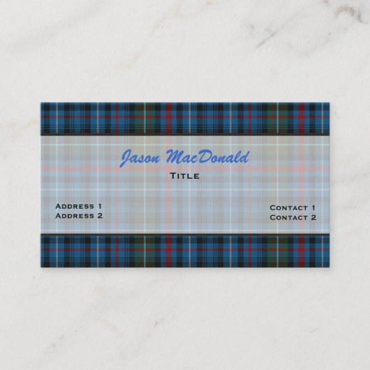 MacDonald Tartan-karierte kundenspezifische Visitenkarte (Vorderseite)