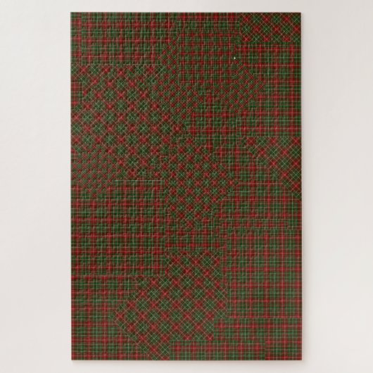 MacDougall Modern Blue Tartan Kariertes Patchwork Puzzle (Vertikal)