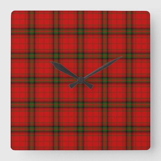 MacDougall tartan red green plaid Quadratische Wanduhr (Vorderseite)