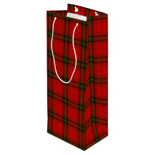 MacDougall Tartan rot kariert Geschenktüte Für Weinflaschen (Rückseite Schrägansicht)
