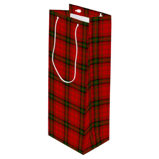 MacDougall Tartan rot kariert Geschenktüte Für Weinflaschen (Vorderseite Schrägansicht)