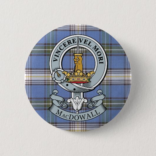 MacDowall Wappen + Tartan-Knopf Button (Vorderseite)