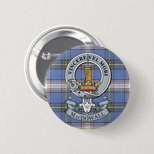 MacDowall Wappen + Tartan-Knopf Button (Vorne & Hinten)