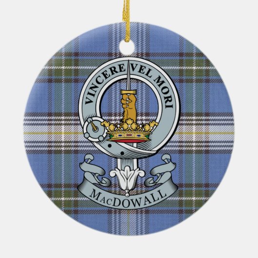 MacDowall Wappen + Tartan-Kreis-Verzierung Keramikornament (Hinten)