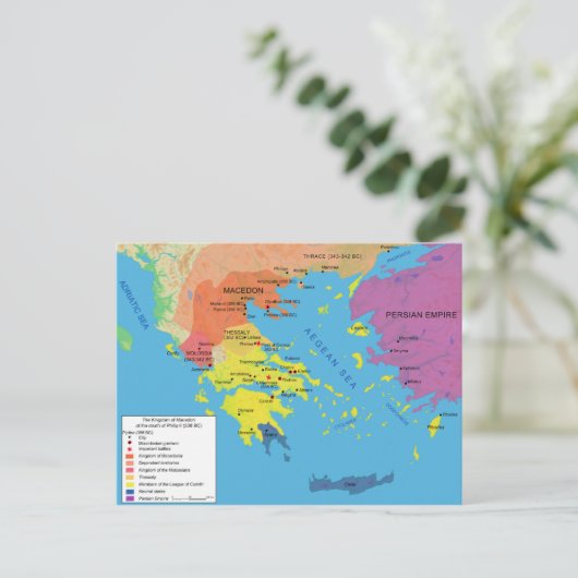 Macedon Map at the Death of Philip II 336 B.C. Postkarte (Stehend Vorderseite)