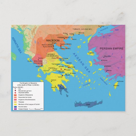 Macedon Map at the Death of Philip II 336 B.C. Postkarte (Vorderseite)