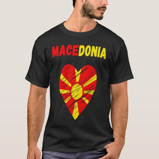 Macedonia Flag Holiday Macedonia Heart Macedonian  T-Shirt (Vorderseite)
