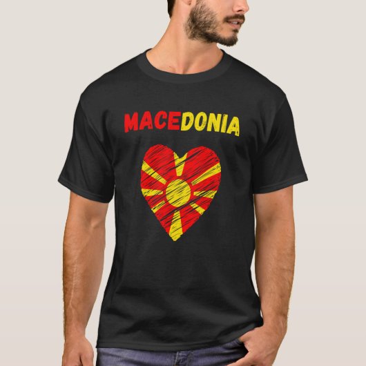 Macedonia Flag Holiday Macedonia Heart Macedonian T-Shirt (Vorderseite)