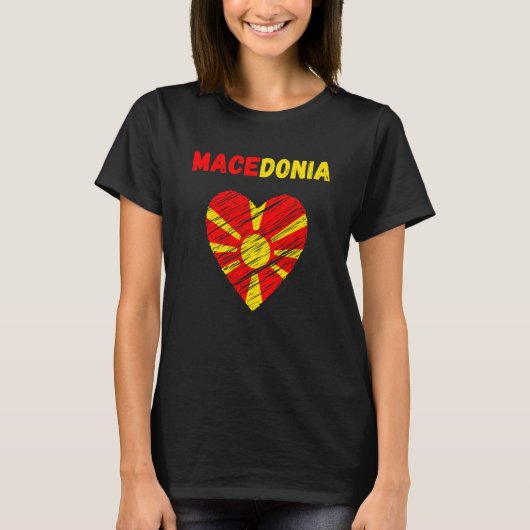 Macedonia Flag Holiday Macedonia Heart Macedonian T-Shirt (Vorderseite)